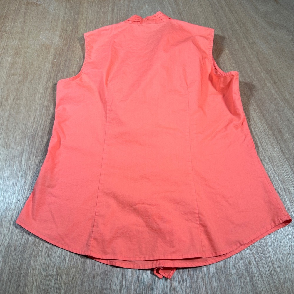 Worthington Ruffle Front Blouse Women Medium Coral Orange Sleeveless Zip Top - Picture 3 of 10